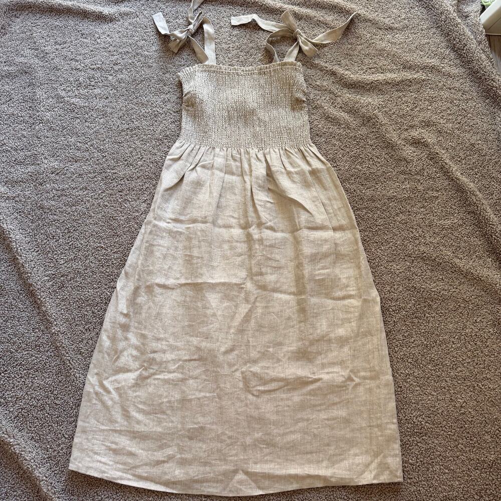 Aritzia Wilfred Golden Hour Linen Dress Undyed Ecru Size M Unlined Lightweight